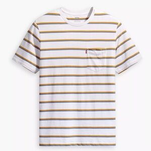 Levi's Men's White and Yellow Striped T-Shirt